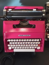 Silva currently has 21 Olivetti Lettera 351 typwriters in his growing collection, which he refurbishes and finishes himself, including this fuschia lacquer-painted model.